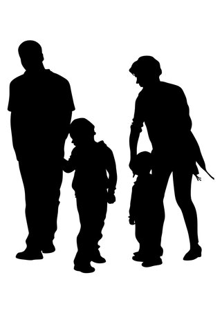 Families with little child on white backgroundのイラスト素材