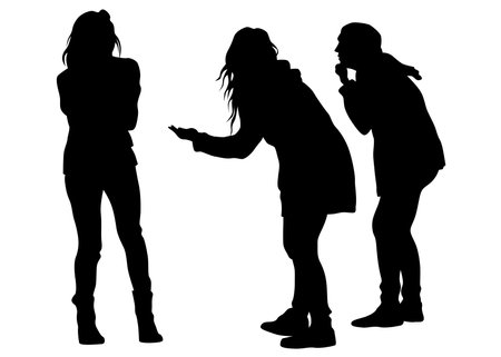 Young girls in dress dance on white backgroundのイラスト素材