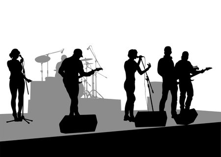 Concert of rock band on a white backgroundのイラスト素材