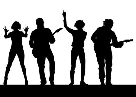 Concert of rock band on a white backgroundのイラスト素材