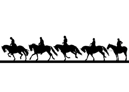 Horse with a riders women on a white backgroundのイラスト素材