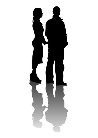 Couple of young guy and girl on white backgroundのイラスト素材