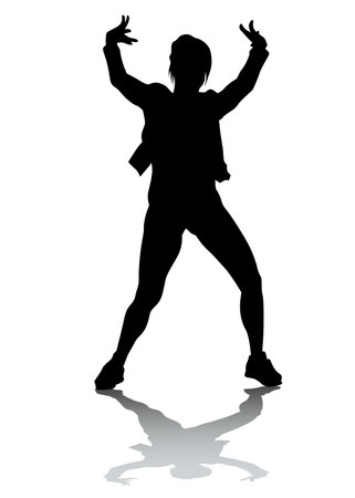 Hip-hop artists of dance on white backgroundのイラスト素材