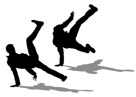 Hip-hop artists of dance on white backgroundのイラスト素材