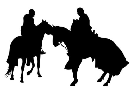 Horseman rides a horse on a white backgroundのイラスト素材
