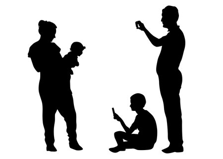 Families with child on white backgroundのイラスト素材