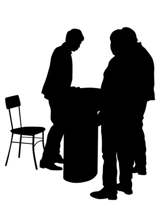 People in urban cafe on white backgroundのイラスト素材