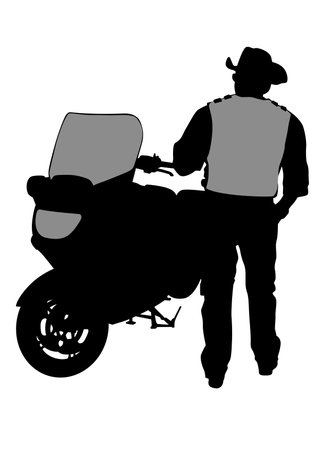 Old big bike and man white backgroundのイラスト素材