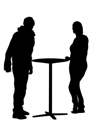 People in urban cafe on white backgroundのイラスト素材