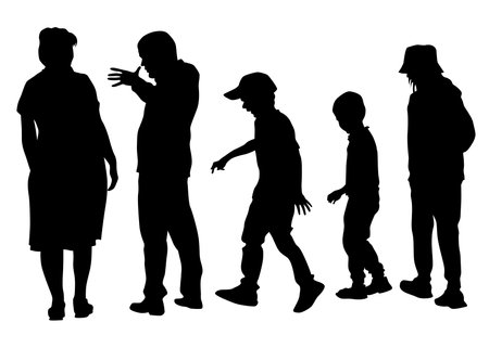 Families with little child on white backgroundのイラスト素材