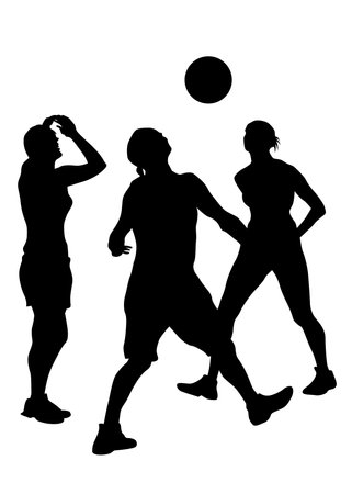 silhouette of basketball woman on white backgroundのイラスト素材