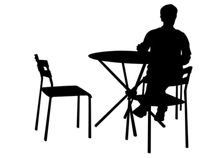 People in urban cafe on white backgroundのイラスト素材