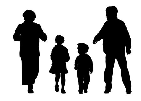 Families with little child on white backgroundのイラスト素材