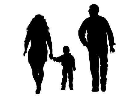Families with little child on white backgroundのイラスト素材