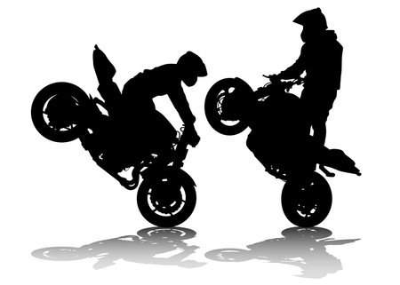 Sports bike and people on white backgroundのイラスト素材