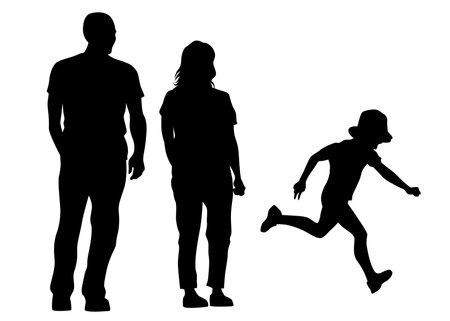 Families people with little child on white backgroundのイラスト素材