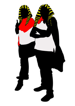People with Egypt flag walking street on white backgroundのイラスト素材