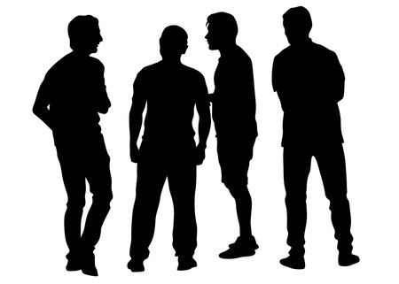 Young boys crowds on white backgroundのイラスト素材