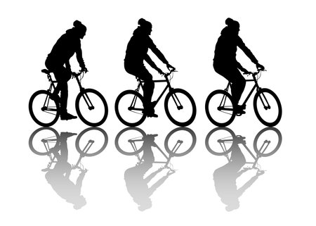 <p>Sport people whit bike on white background</p>のイラスト素材