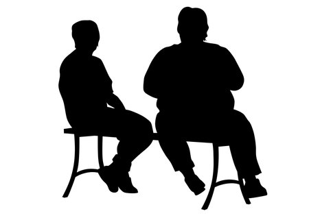 Couple of young guy and girl on white backgroundのイラスト素材