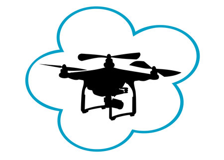 Quadrocopter with photo equipment on a white backgroundのイラスト素材