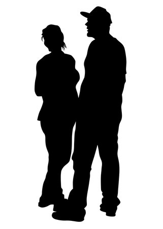 Couple of young guy and girl dance at wedding on white backgroundのイラスト素材