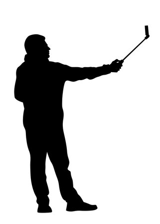 Man with a photo camera on white backgroundのイラスト素材