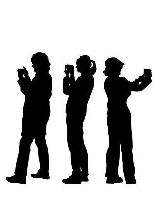 Man with a photo camera on white backgroundのイラスト素材