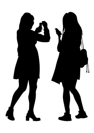People with a photo camera on white backgroundのイラスト素材
