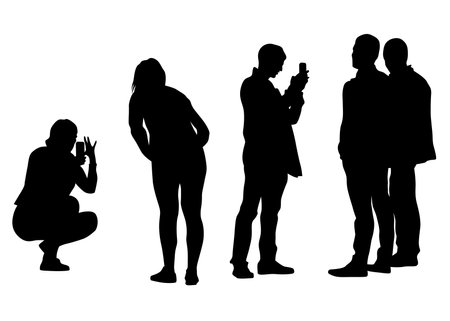People with a photo camera on white backgroundのイラスト素材