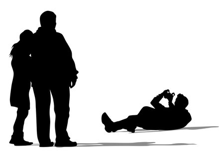 People with a photo camera on white backgroundのイラスト素材