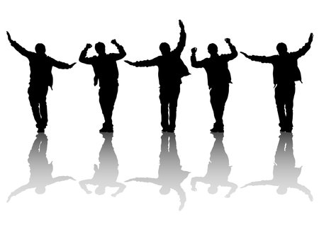 Hip-hop artists of dance on white backgroundのイラスト素材