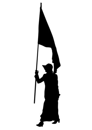 People with large flags on white backgroundのイラスト素材
