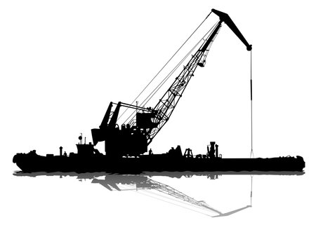 Silhouettes of cargo cranes in the seaport on white backgroundのイラスト素材