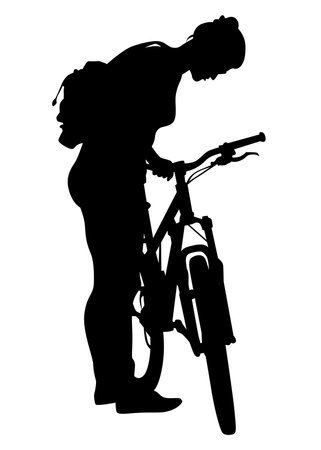 Sport people whit bike on white backgroundのイラスト素材
