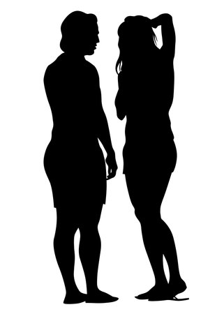 Young girls in fashion clothes on white backgroundのイラスト素材