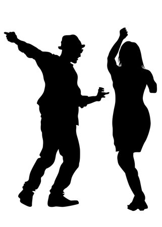 Couple of young guy and girl on white backgroundのイラスト素材