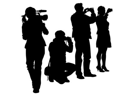 People with a photo camera on white backgroundのイラスト素材