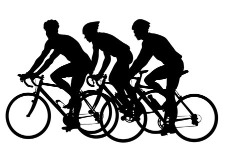 Sport people whit bike on white backgroundのイラスト素材