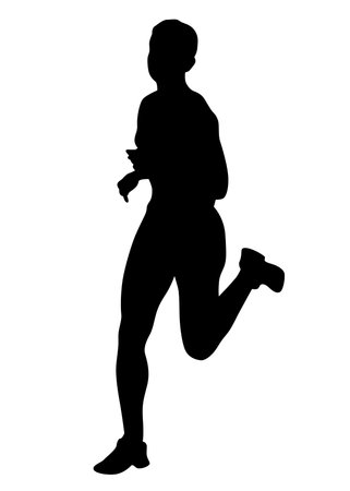 Women athletes on running race on white backgroundのイラスト素材