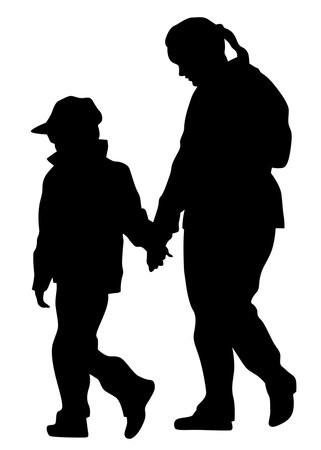 Families with little child on white backgroundのイラスト素材