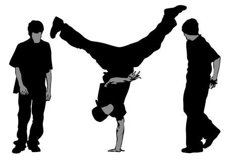 Hip-hop artists of dance on white backgroundのイラスト素材