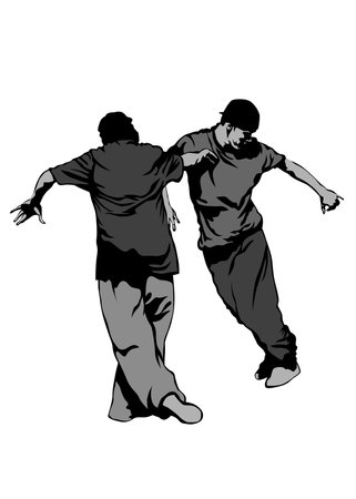 Hip-hop artists of dance on white backgroundのイラスト素材