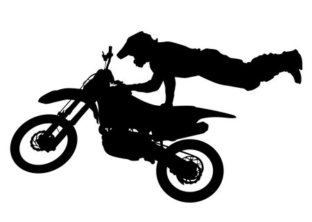 Old big bike and man white backgroundのイラスト素材