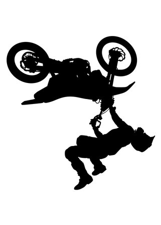 Old big bike and man white backgroundのイラスト素材