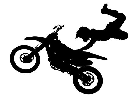 Old big bike and man white backgroundのイラスト素材