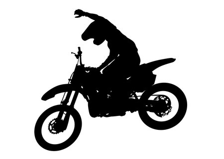 Old big bike and man white backgroundのイラスト素材