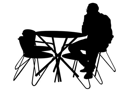People in urban cafe. Isolated silhouettes of people on a white backgroundのイラスト素材