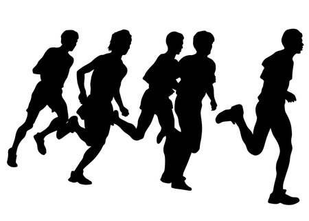 People athletes on running race on white backgroundのイラスト素材
