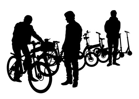 Sport people whit bike on white backgroundのイラスト素材